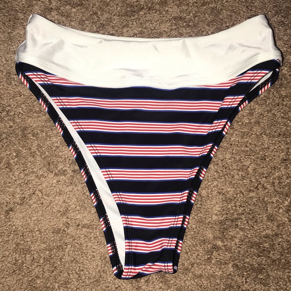 NWOT express striped blue bikini bottoms XS